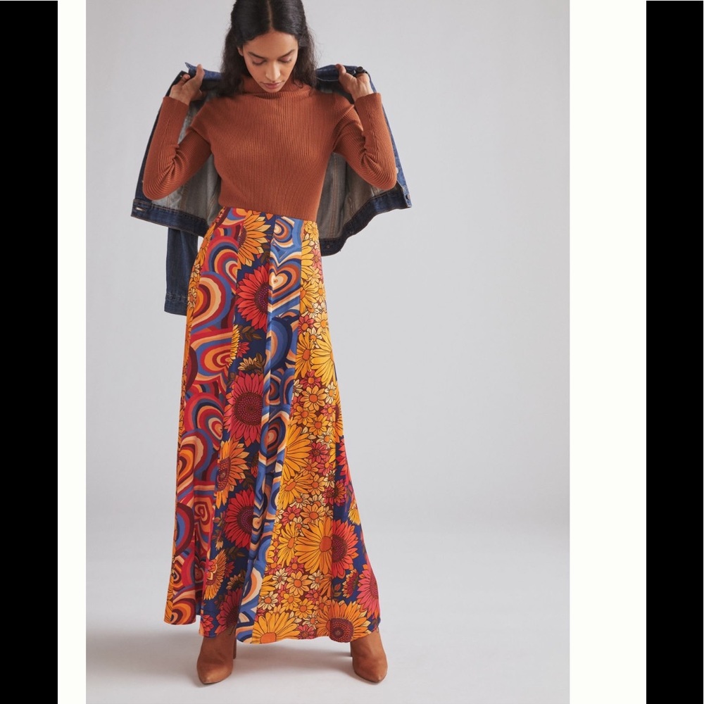ANTHROPOLOGIE NWT FARM RIO ABSTRACT MAXI SKIRT 🌸🖤